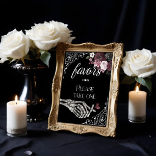 Til Death Watercolor Skeleton Hand Favours Poster