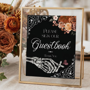 Til Death Watercolor Skeleton Hand Guestbook