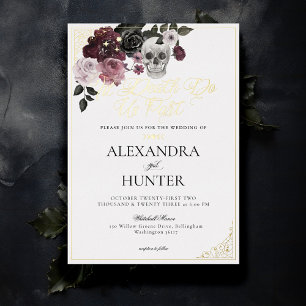 Til Death Watercolor Skull Rose Gothic Wedding