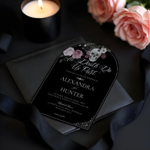 Til Death Watercolor Skull Rose Gothic Wedding Invitation