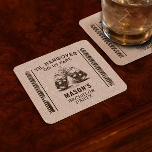 Til Hangover Do Us Part Funny Bachelor Party Drink Square Paper Coaster