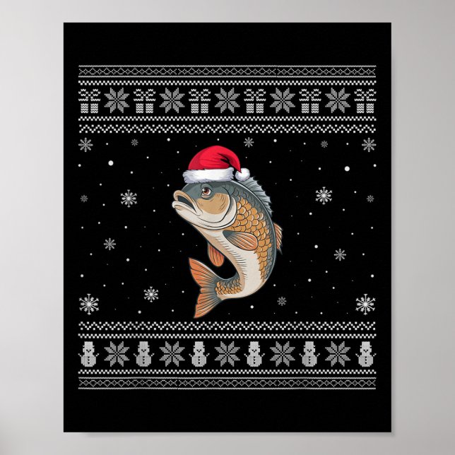 Tilaa Fish Lovers Men Women Santa Ugly Xmas Sweate Poster (Front)