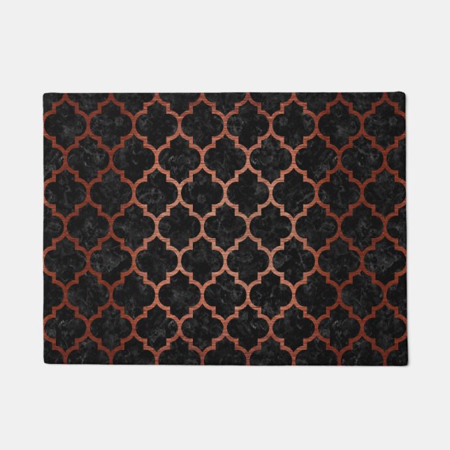 TILE1 BLACK MARBLE & COPPER BRUSHED METAL DOORMAT (Front)