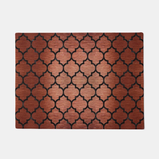TILE1 BLACK MARBLE & COPPER BRUSHED METAL (R) DOORMAT (Front)