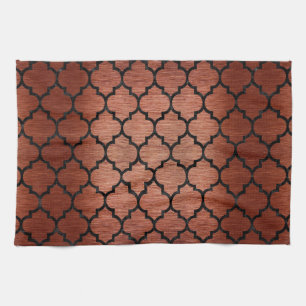 TILE1 BLACK MARBLE & COPPER BRUSHED METAL (R) TEA TOWEL