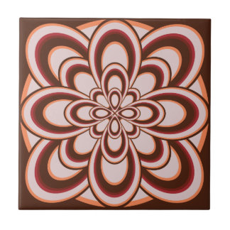 Tile, Abstract Flower 2, Brown Peach Wine Ceramic Tile