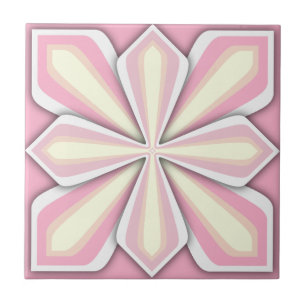 Tile, Abstract Flower, Pink Ceramic Tile