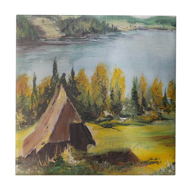 Tile Ann Hayes Painting Chalet On The Lake (Front)