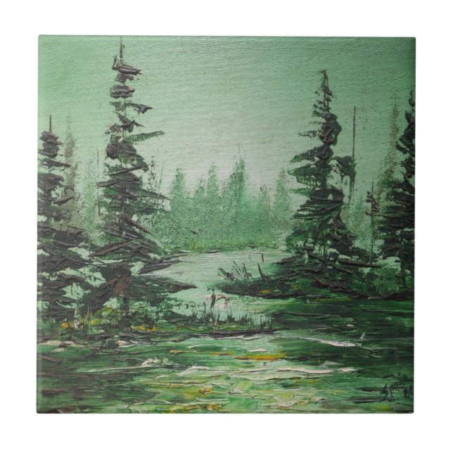 Tile Ann Hayes Painting Green Forest (Front)