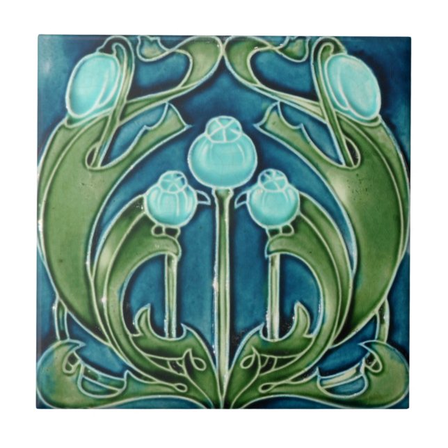 Tile - Art Nouveau Blueberries (Front)