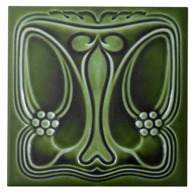 Tile art nouveau style decorative fireplace (Front)