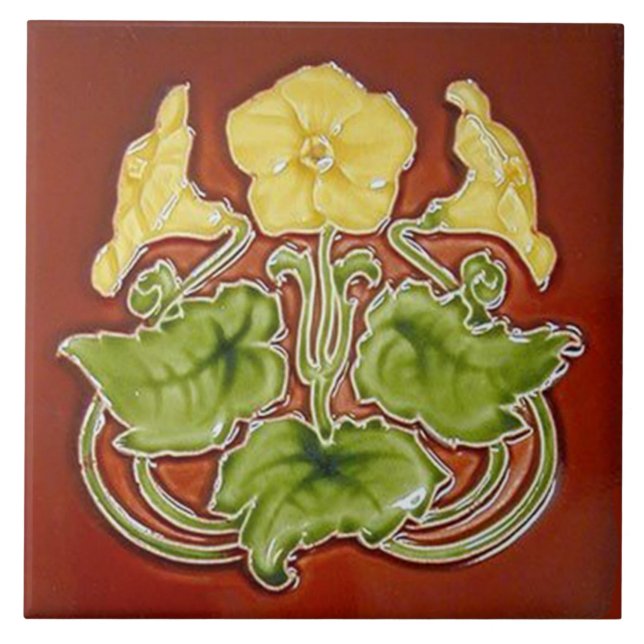 Tile art nouveau style decorative fireplace (Front)