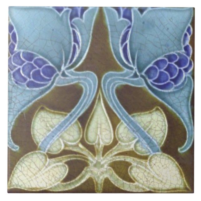 Tile art nouveau style decorative fireplace (Front)