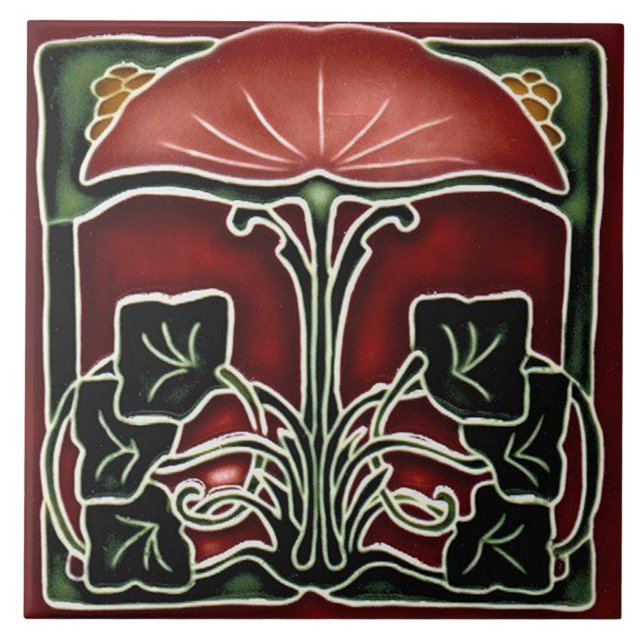 Tile art nouveau style decorative fireplace (Front)