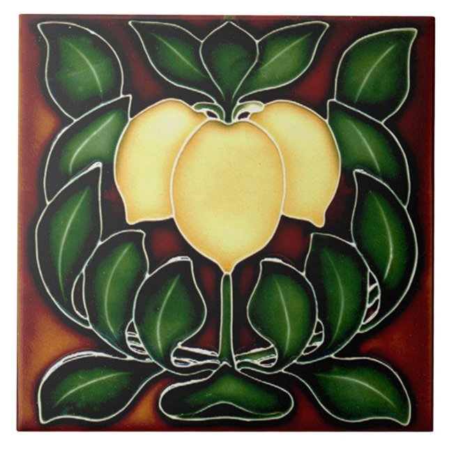 Tile art nouveau style decorative fireplace (Front)