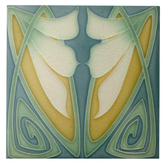 Tile art nouveau style decorative fireplace (Front)