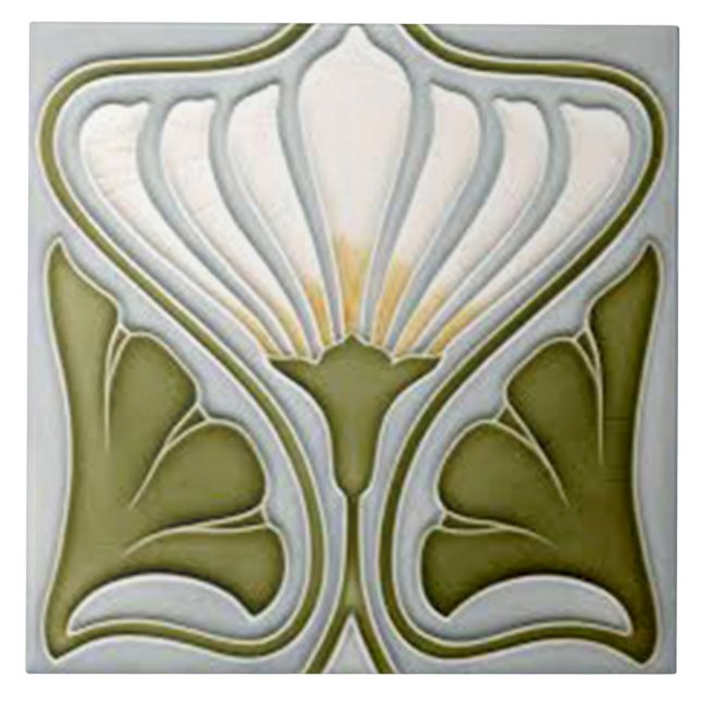 Tile art nouveau style decorative fireplace (Front)