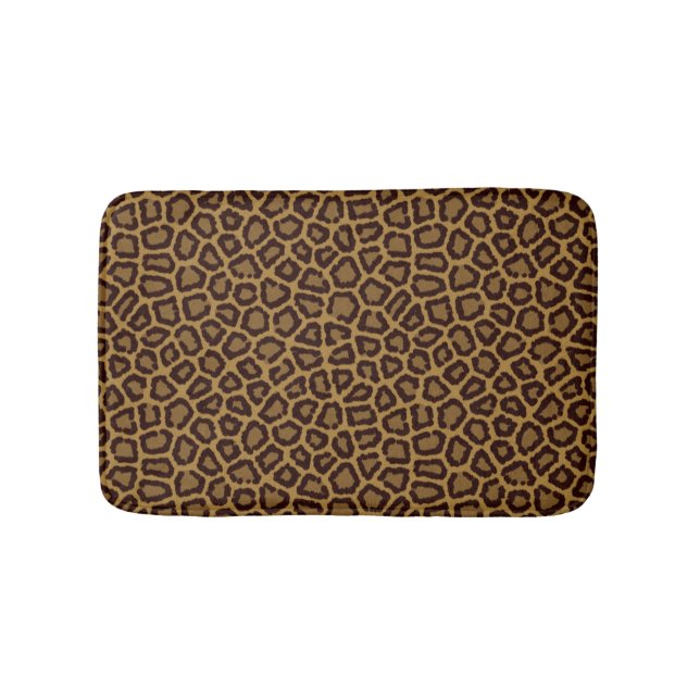 Tile background with a leopard fur bath mat (Front)