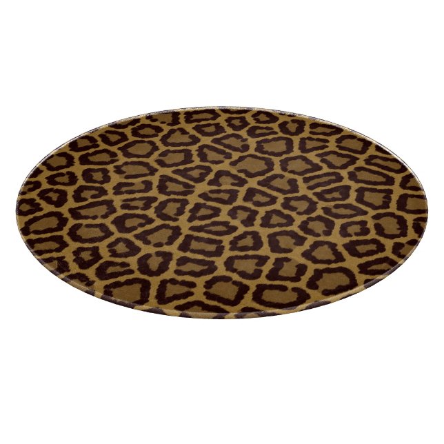 Tile background with a leopard fur cutting board (Corner)