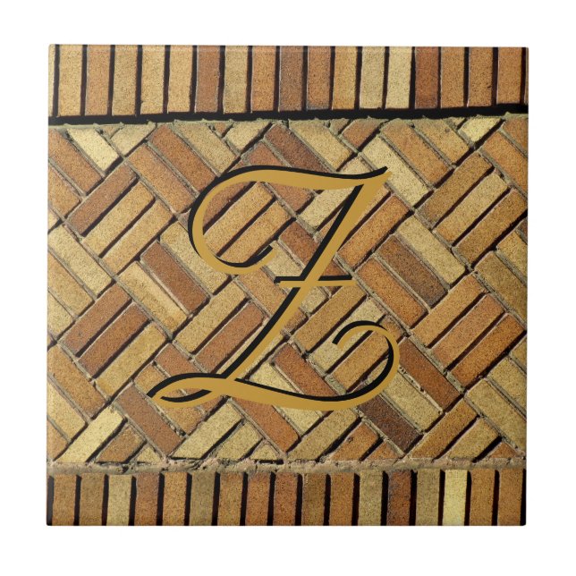 Tile - Brick Wall with Monogram (Front)