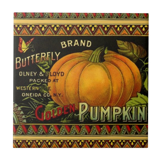 Tile Butterfly Pumpkin Vintage Produce Label (Front)