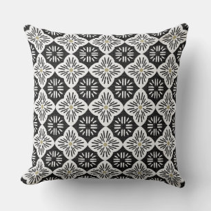 Tile casablanca graphic in black and white pattern cushion