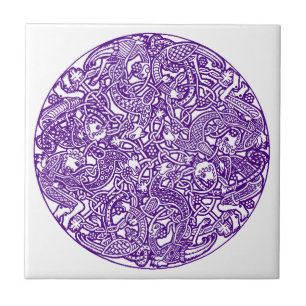 Tile Celtic Knot Purple White Intricate Intertwine