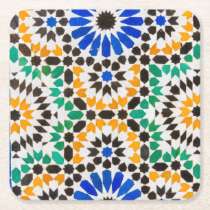 Tile decoration at Bahia Palace Square Paper Coaster