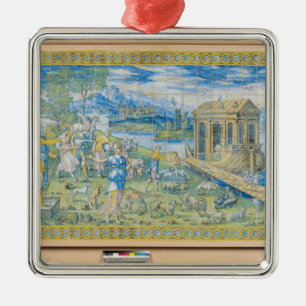 Tile depicting the Story of Noah Metal Ornament