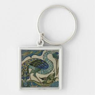 Tile design of heron and fish, by Walter Crane Key Ring