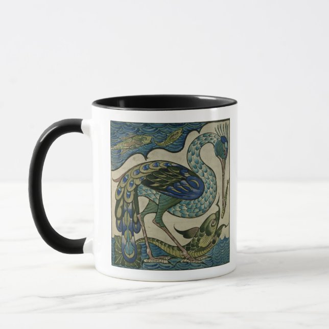 Tile design of heron and fish, by Walter Crane Mug (Left)