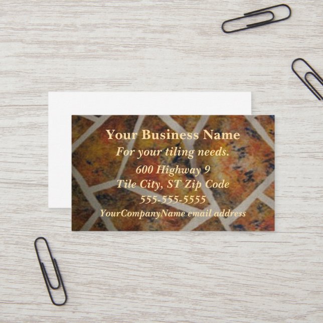 Tile Design on Custom Business Cards (Front/Back In Situ)