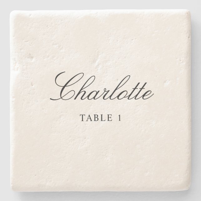 Tile Escort Card Unique Elegant Wedding Place Card Stone Coaster (Front)