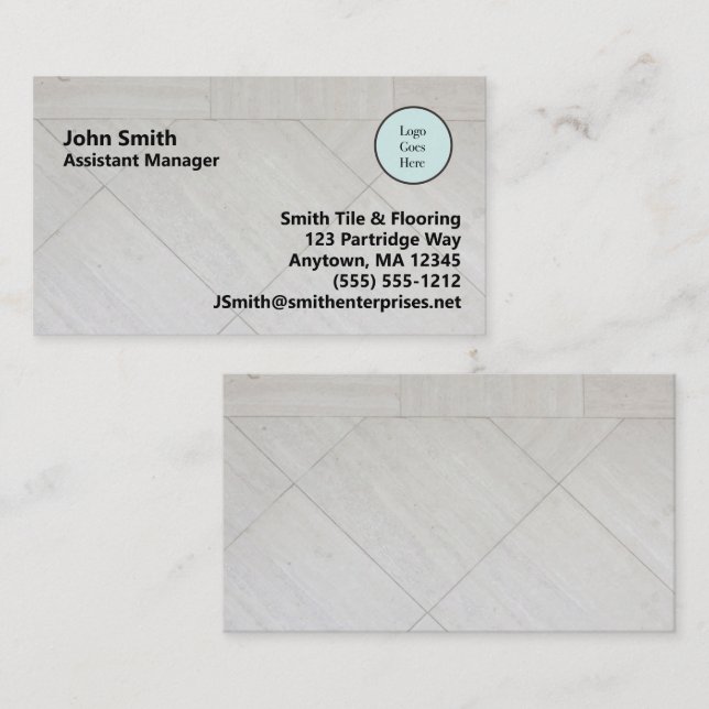 Tile Floor Style Logo Information Company  Busines Business Card (Front/Back)