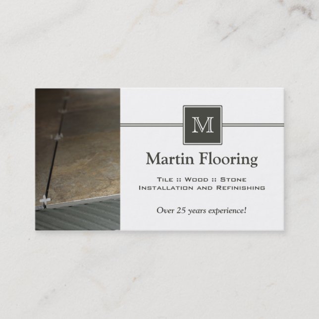 Tile flooring custom monogram business card (Front)