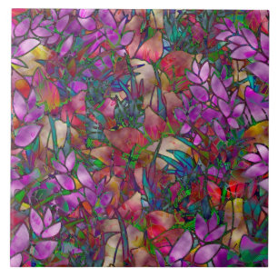 Tile Floral Abstract Stained Glass