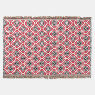 Tile floral pattern. Folk art bloom.  Throw Blanket