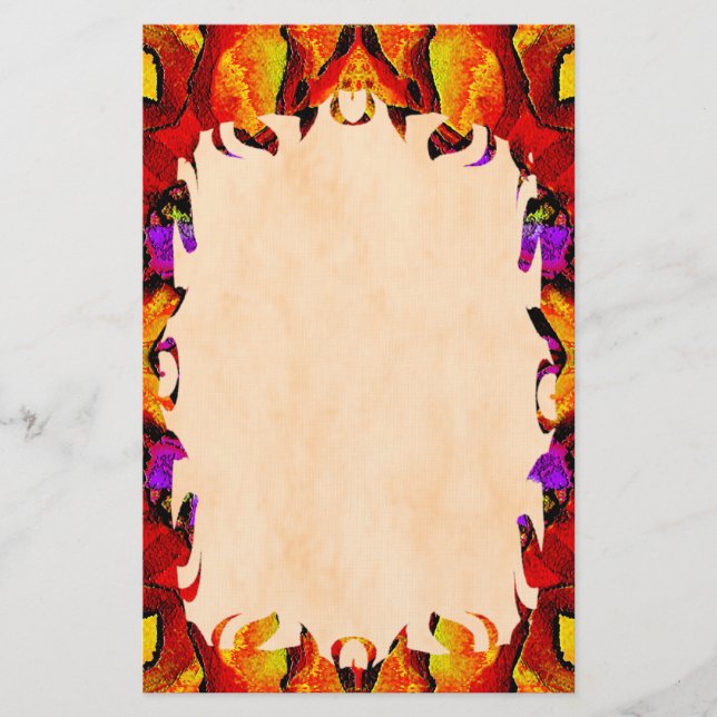 Tile Flower Flame Stationery (Front)