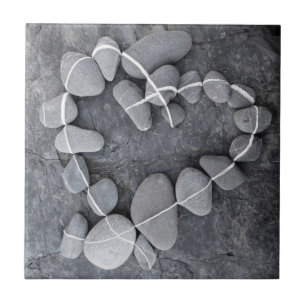 tile heart stones pebbles beach nature ocean