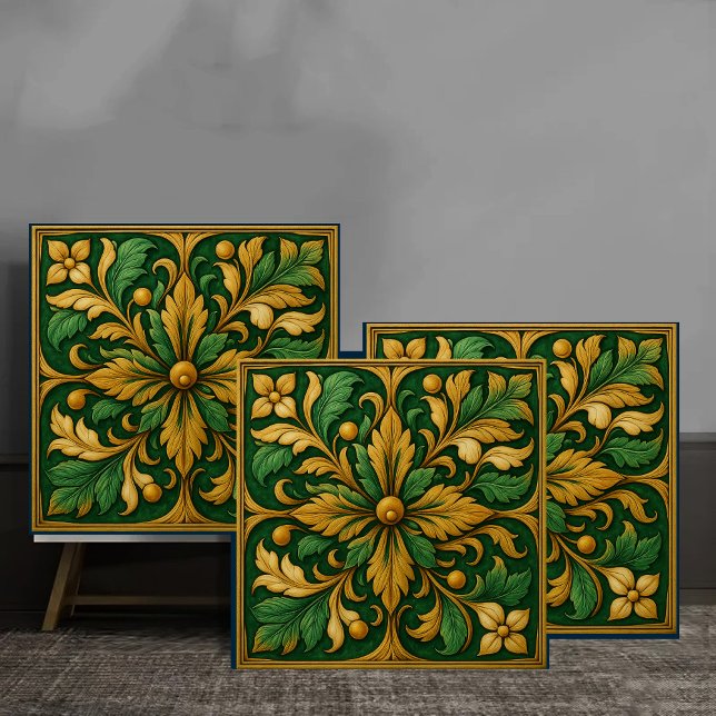 Tile of Eastern floral ornament - Green (Creator Uploaded)