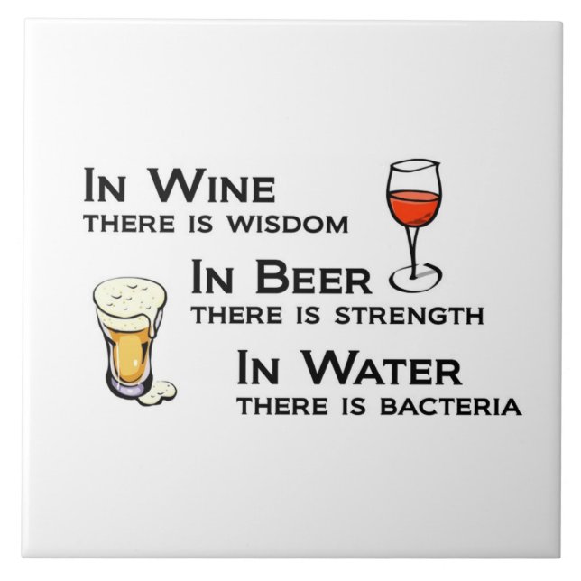 Tile or Trivet with Wine and Beer Lovers humour (Front)