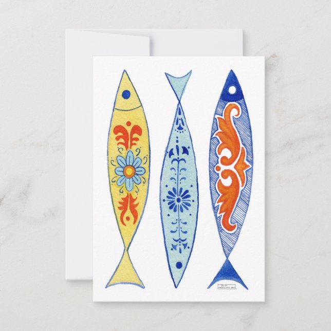 Tile Painted Fish Thank You Card (Front)