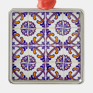 Tile pattern close-up, Portugal Metal Ornament