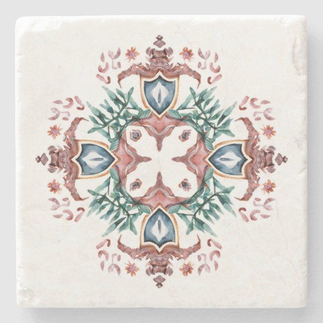 Tile Pattern Design Stone Coaster (Front)