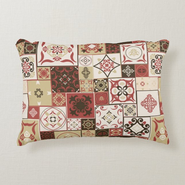Tile PATTERN from marsala-brown-beige style Morocc Decorative Cushion (Front)
