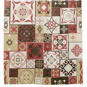 Tile PATTERN from marsala-brown-beige style Morocc Shower Curtain