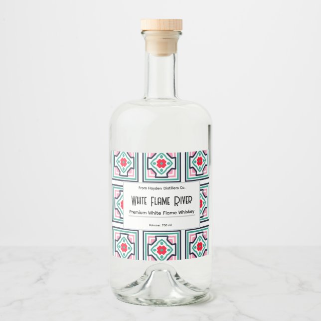 Tile Pattern Personalised Liquor Bottle Labels (Front)