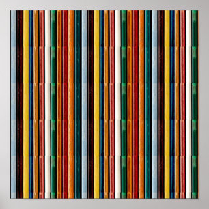 TILE Poster Colourful Embossed look Line Art 12x12