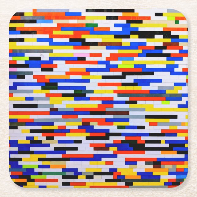 Tile Primary Colour Building Blocks Square Paper Coaster (Front)
