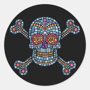 Tile Skull 1 Classic Round Sticker